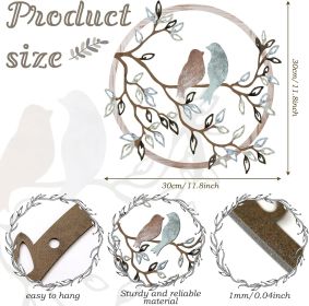 Metal Wall Art Bird on Tree Branch Silhouette Bird Art Decor for Living Room Garden Bedroom Office Home Wall Housewarming Party Decor(Fresh Color