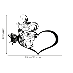 CIFbuy Vintage Heart Shaped iron Wall Art with Roses Butterflies Floral Decor for Living Room Bedroom Home Office (TikTok, temu pick-up service)