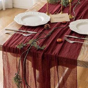 Burgundy Christmas Table Runner Decor Red Cheesecloth Gauze 120 Inch 10 FT Rustic Boho Cheese Cloth Runner for Wedding Baby Bridal Shower Party L