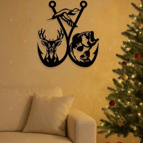 CIFbuy Vintage Metal Elk Fishing Wall Art Wilderness Camping Home Sculpture Holiday Birthday Gift for Men(TikTok, temu pick-up service)
